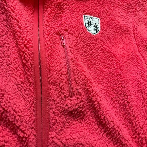 American Eagle Outfitters Cherry Red Zip Teddy Hoodie with Pockets size Medium - Picture 6 of 9